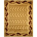 Hand-carved Floral Burgundy Border Rug (7'10 x 9'10)