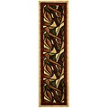 Hand-carved Red/ Beige Abstract Rug (2' x 6'9)