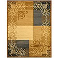 Hand-carved Blue/ Beige Art Deco Rug (5'3 x 7'3)