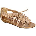 Oceanstar Women's Tan Ruffled Shoe Lace Sandals