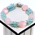 Aquamarine and Pink Quartz Bracelet (China)
