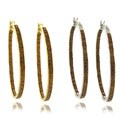 Fusion Plated Brown Diamond Accent Pave Hoop Earrings