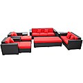 Eclipse Rattan Espresso with Red Cushions 9-piece Outdoor Set