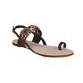 Neway by Beston 'Halona' Women's Brown Toe-Loop Flat Sandals