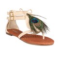 Neway by Beston 'Fawn' Women's Beige Peacock Gladiator Thong Sandals