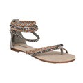 Neway by Beston 'Efia' Women's Grey Rhinestone Gladiator Thong Sandals
