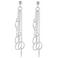 La Preciosa Sterling Silver Open Oval Long Dangle Earrings