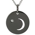 Tressa Sterling Silver Diamond Chip Cut-out Moon and Star Necklace