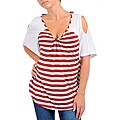 Stanzino Women's Red/ White Stripe Cut-out Top