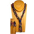 Blue Melon Seed Necklace and Earring Set (Colombia)