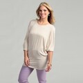 Elan Women's Oatmeal Peek-a-boo Sleeve Top
