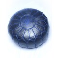Blue Moroccan Contemporary Leather Ottoman (Morocco)