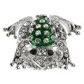 Journee Collection Stainless Steel White Crystal Frog Stretch Ring