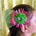 Just Girls Hot Pink and Green Chiffon Rose Hair Clip