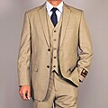 Giorgio Fiorelli Men's Olive Teakweave 3-Piece Vested Suit