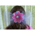 Pink and Blue Flower & Bow Hair Clip