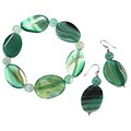 Green Agate Stretch Bracelet and Earring Set