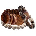 Mother of Pearl and Smokey Quartz 3-piece Stretch Bracelet Set