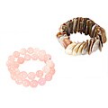 Mother of Pearl and Rose Quartz 3-piece Stretch Bracelet Set