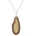 Sterling Silver Natural Brazilian Agate Slice 31-inch Necklace