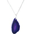 Sterling Silver Purple Brazilian Agate Slice 31-inch Necklace
