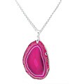 Sterling Silver Pink Brazilian Agate Slice 31-inch Necklace