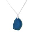 Sterling Silver Teal Brazilian Agate Slice 31-inch Necklace