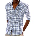191 Unlimited Mens Blue Large Plaid Woven Shirt
