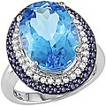 New! 14k White Gold Topaz, Sapphire and 1/5ct TDW Diamo