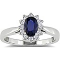 New! 14k White Gold Sapphire and 1/6ct TDW Diamond Ring
