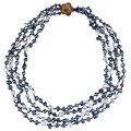 Blue, Grey and Peacock Freshwater Pearl Multi-strand Necklace (4-9 mm)