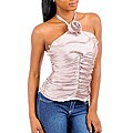 Stanzino Women's Sand Rosette Ruffled Halter Top