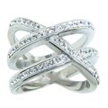 Eternally Haute Stainless Steel White Crystal Double 'X' Cocktail Ring