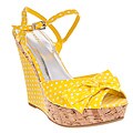 Riverberry Women's 'Mirage' Yellow Polka Dot Wedge Sandals