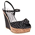 Riverberry Women's 'Mirage' Black Polka Dot Wedge Sandals