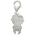 Sterling Silver Laser-cut Baby in Striped Onesie Charm