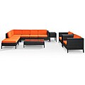 La Jolla Outdoor Rattan Espresso with Orange Cushions 9-piece Set