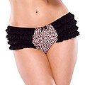Women's Black Mesh Ruffle Leopard Booty Short