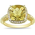 Gold-plated Silver 4ct Citrine and 1/6ct TDW Diamond Ring (H-I, I3)