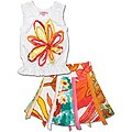 Beetlejuice London Girls' White/ Pink Skirt Set