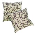 Splash Ivory Leaves with Brown Background 18-inch Pillows (Set of 2)