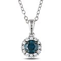 Sterling Silver 1/2ct TDW Blue and White Diamond Pendant (H-I, I2-I3)