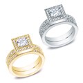 New! 14k Gold 1.50ct TDW Princess Diamond Bridal Ring S