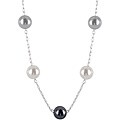 Roman Silvertone Grey, Black and Cream Faux Pearl Necklace