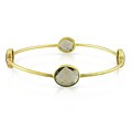 22k Gold over Silver 16ct TGW Smokey Quartz Bangle Bracelet