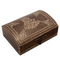 Antique Bronze Finish Embossed Keepsake Box With Clasp (India)