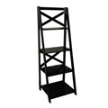 Black Wood X-back 4-tier Ladder Shelf