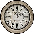 Cracked Beige Antique Replica Round Wood Wall Clock
