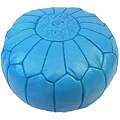 Contemporary Leather Ottoman Turquoise (Morocco)