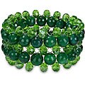 350ct TGW Green Agate and Crystal 8-inch Stretch Bracelet